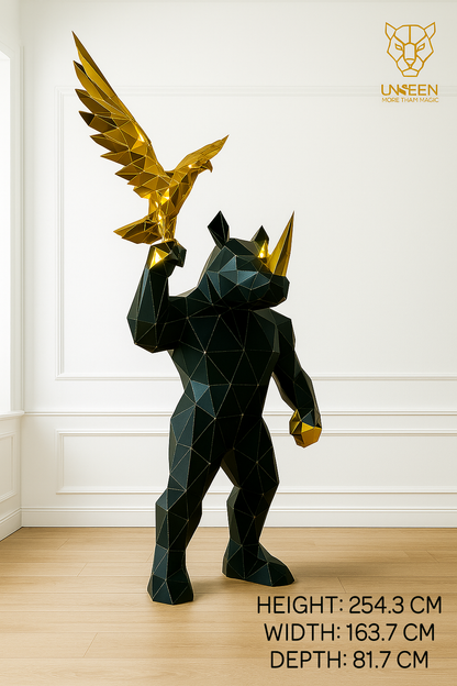 RHINO WITH EAGLE